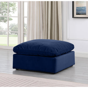 Meridian Indulge Navy Velvet Ottoman