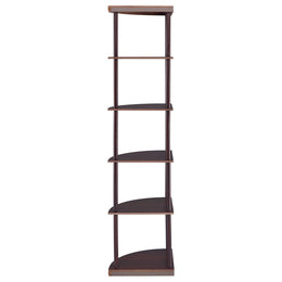 Bonwick 72-inch 5-shelf Corner Bookshelf Cappuccino