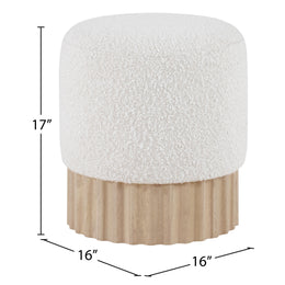 Meridian Veranda Cream Boucle Fabric Ottoman/Stool