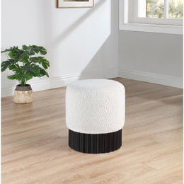 Meridian Veranda Cream Boucle Fabric Ottoman/Stool