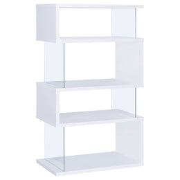 Emelle 63-inch 4-shelf Glass Panel Bookshelf Black