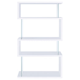 Emelle 63-inch 4-shelf Glass Panel Bookshelf Black