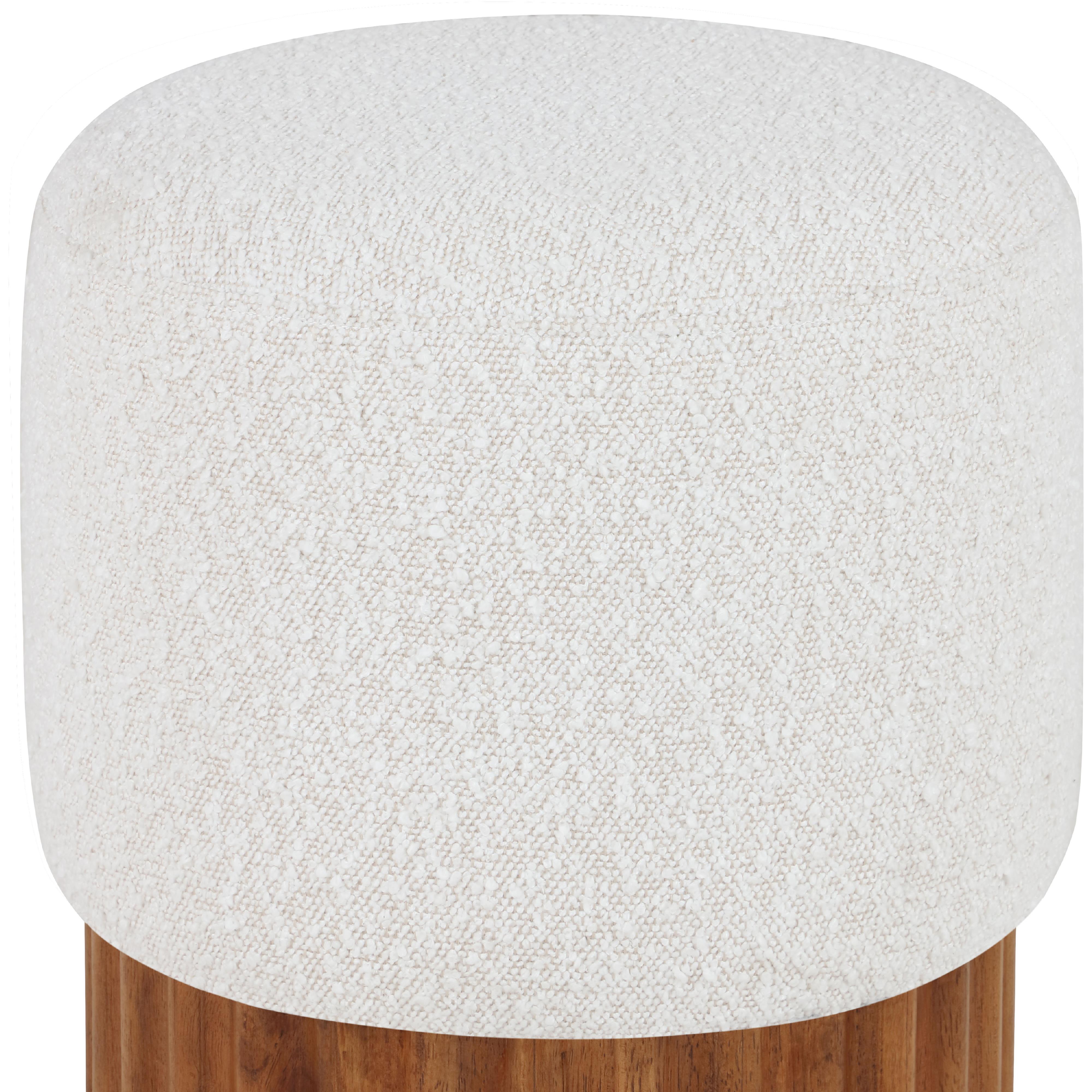 Meridian Veranda Cream Boucle Fabric Ottoman/Stool