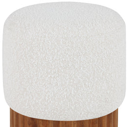 Meridian Veranda Cream Boucle Fabric Ottoman/Stool