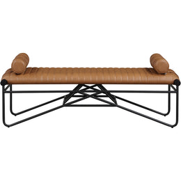 Meridian Gatsby Cognac Vegan Leather Bench