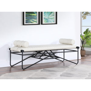 Meridian Gatsby Cream Vegan Leather Bench