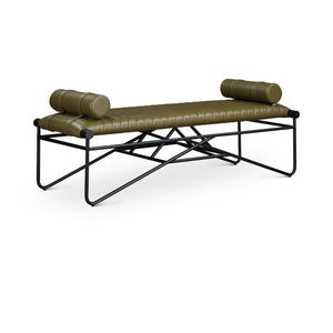 Meridian Gatsby Olive Vegan Leather Bench
