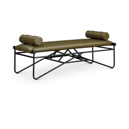 Meridian Gatsby Olive Vegan Leather Bench