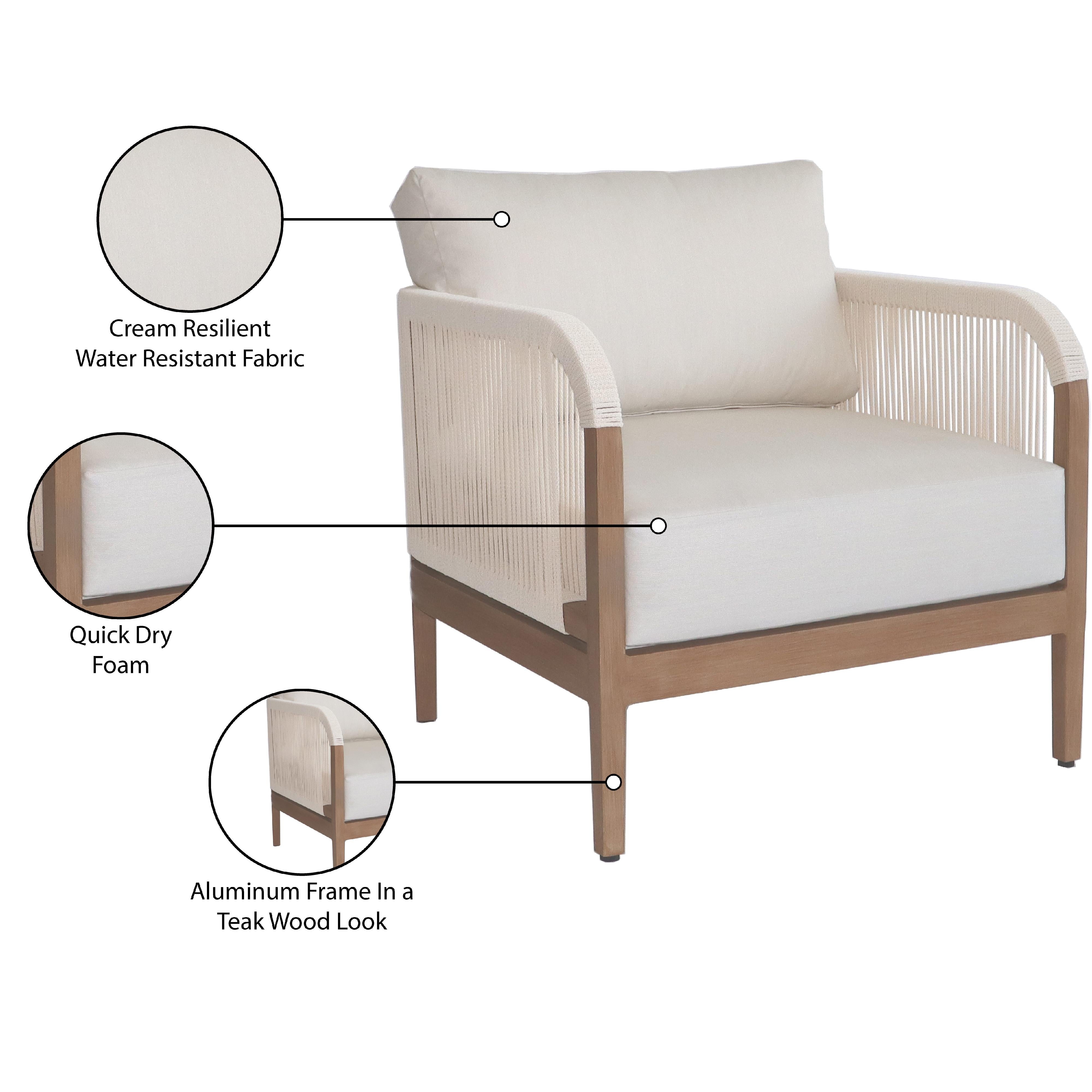 Meridian Maui Cream Water Resistant Fabric Outdoor Patio Chair