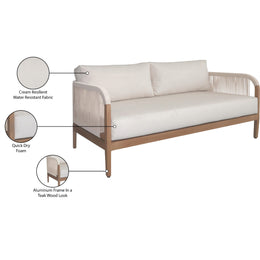 Meridian Maui Cream Water Resistant Fabric Outdoor Patio Loveseat