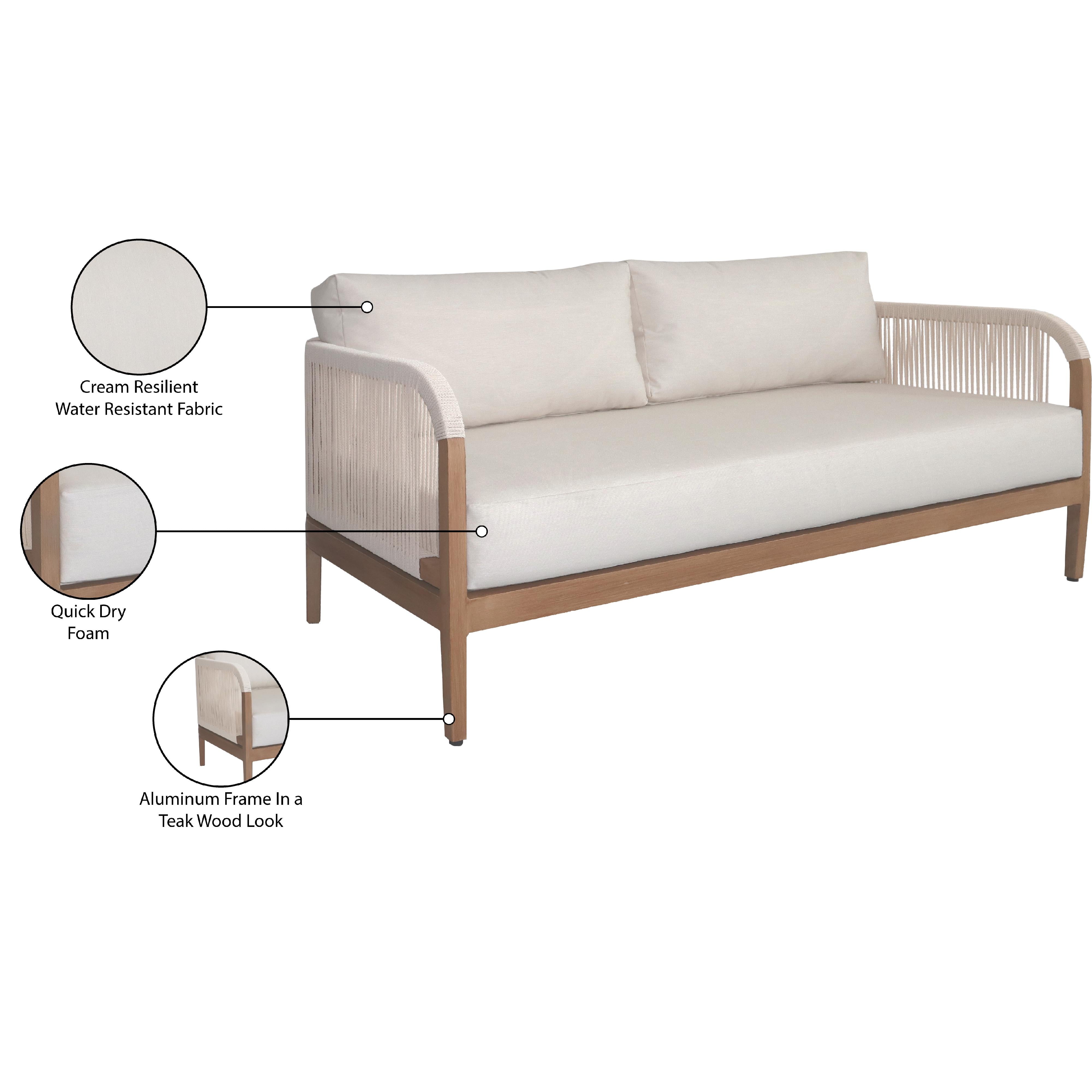 Meridian Maui Cream Water Resistant Fabric Outdoor Patio Loveseat