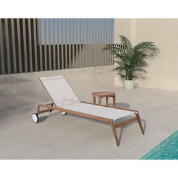 Meridian Maui Cream Water Resistant Fabric Outdoor Patio Lounger