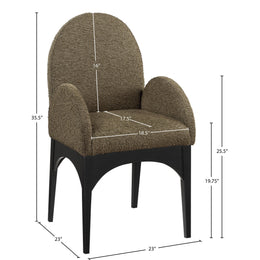 Meridian Waldorf Olive Boucle Fabric Dining Chair