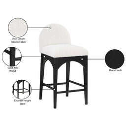 Meridian Waldorf Cream Boucle Fabric Stool