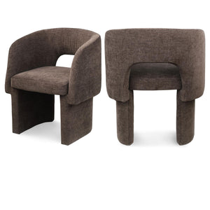 Meridian Emmet Brown Chenille Fabric Dining Chair / Accent Chair