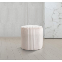 Meridian Roy Beige Microsuede Fabric Ottoman/Stool