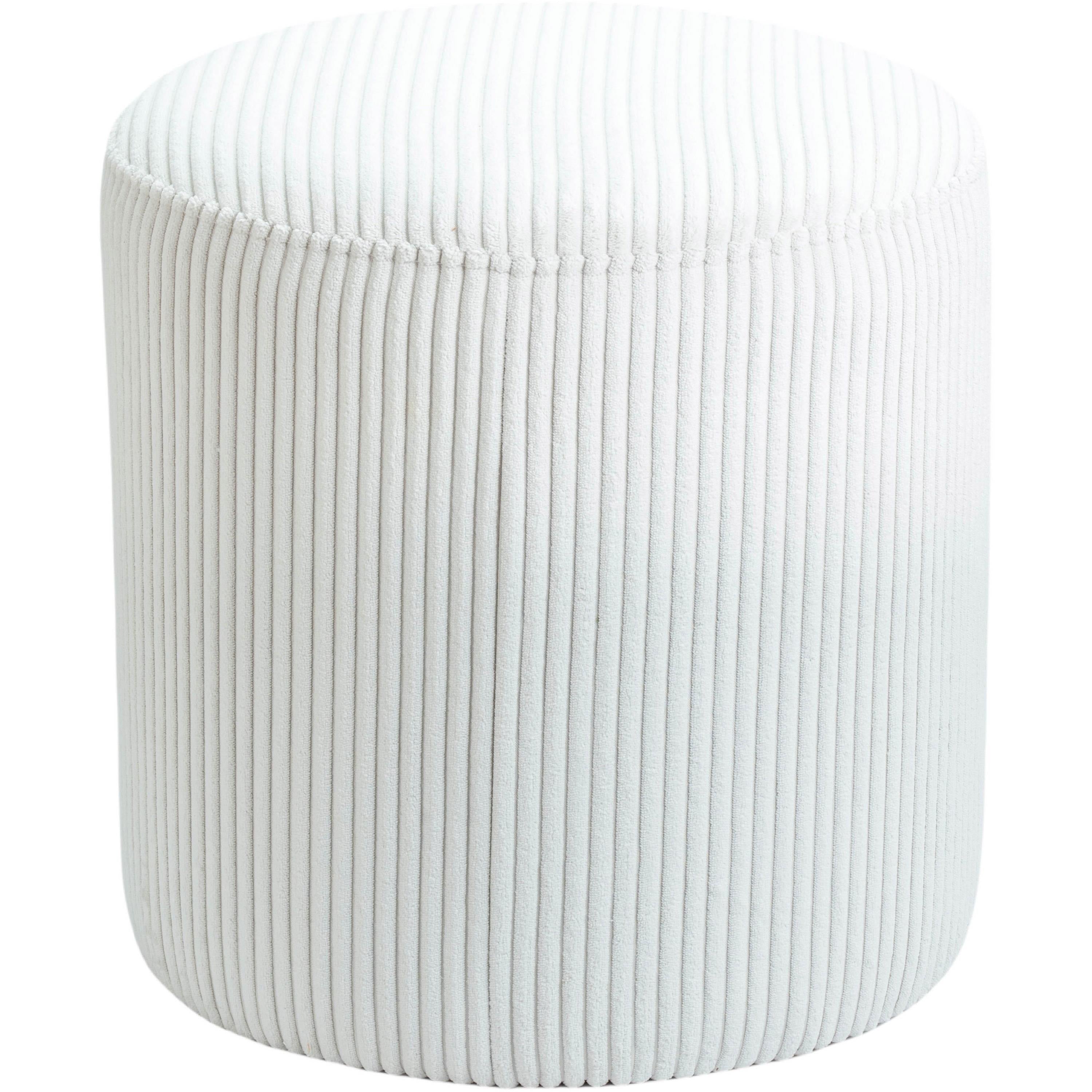 Meridian Roy Cream Microsuede Fabric Ottoman/Stool