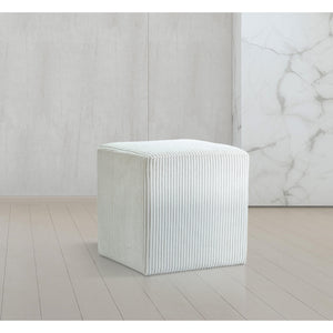 Meridian Roy Cream Microsuede Fabric Ottoman/Stool