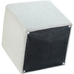 Meridian Roy Cream Microsuede Fabric Ottoman/Stool