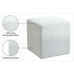 Meridian Roy Cream Microsuede Fabric Ottoman/Stool
