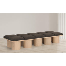 Meridian Pavilion Brown Boucle Fabric Bench