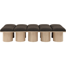 Meridian Pavilion Brown Boucle Fabric Bench