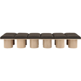 Meridian Pavilion Brown Boucle Fabric Bench