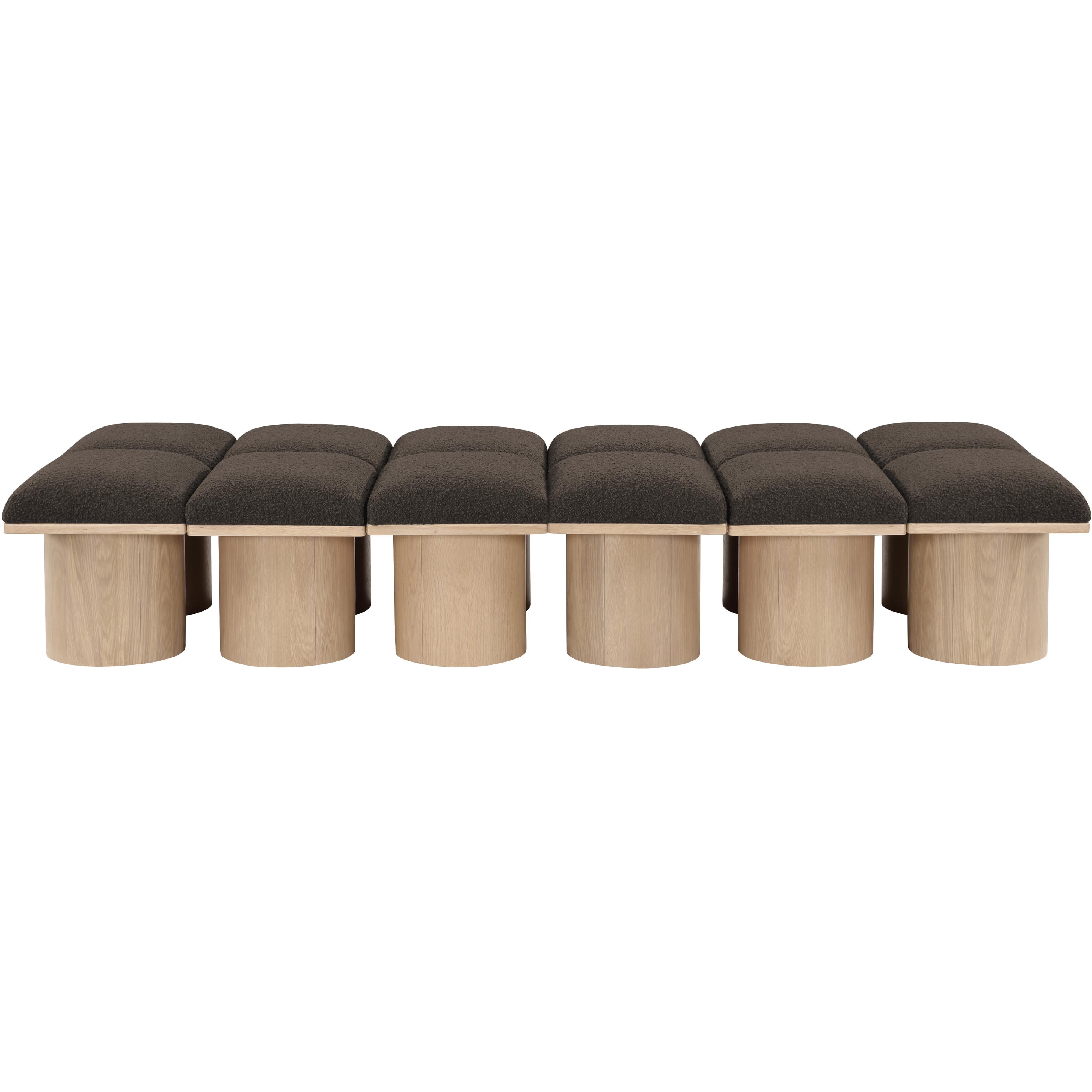 Meridian Pavilion Brown Boucle Fabric Bench