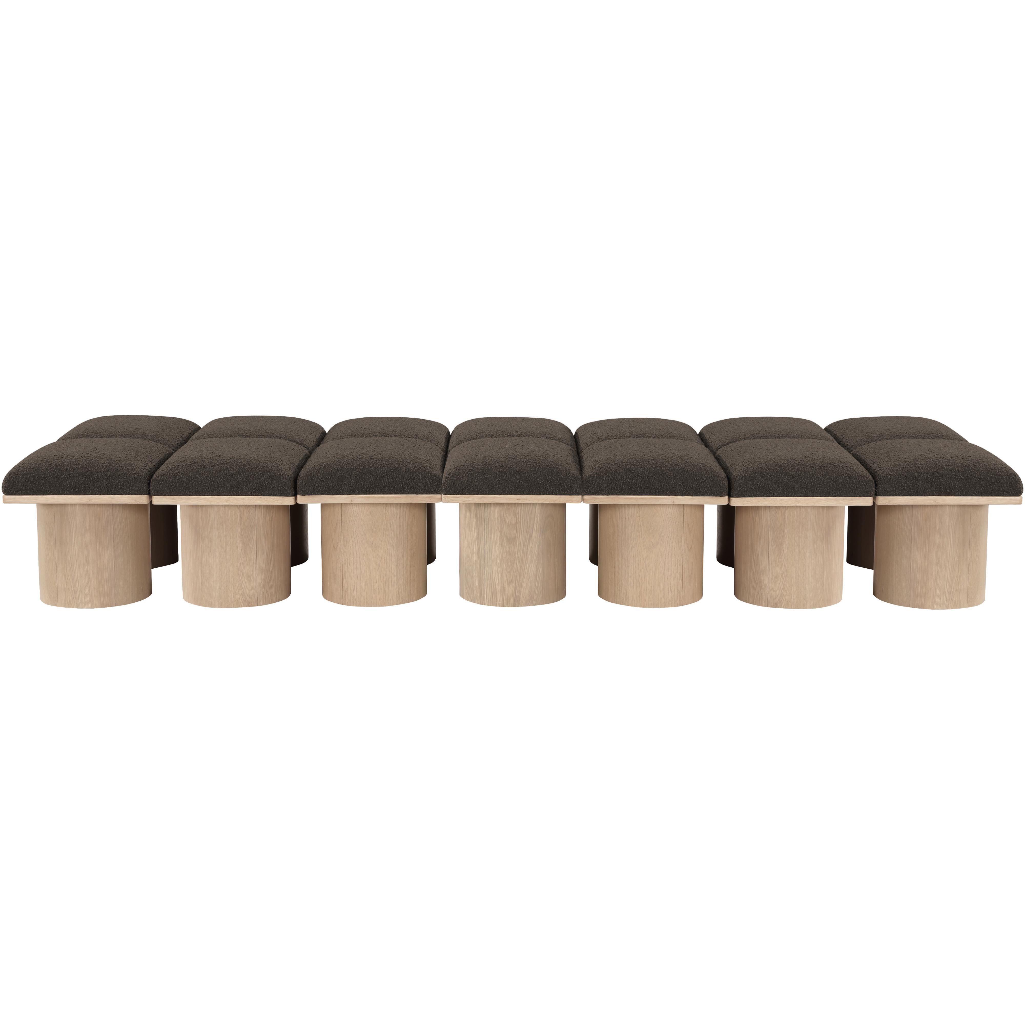 Meridian Pavilion Brown Boucle Fabric Bench