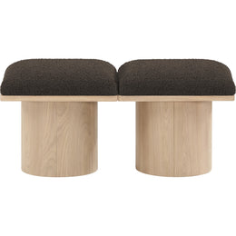Meridian Pavilion Brown Boucle Fabric Bench