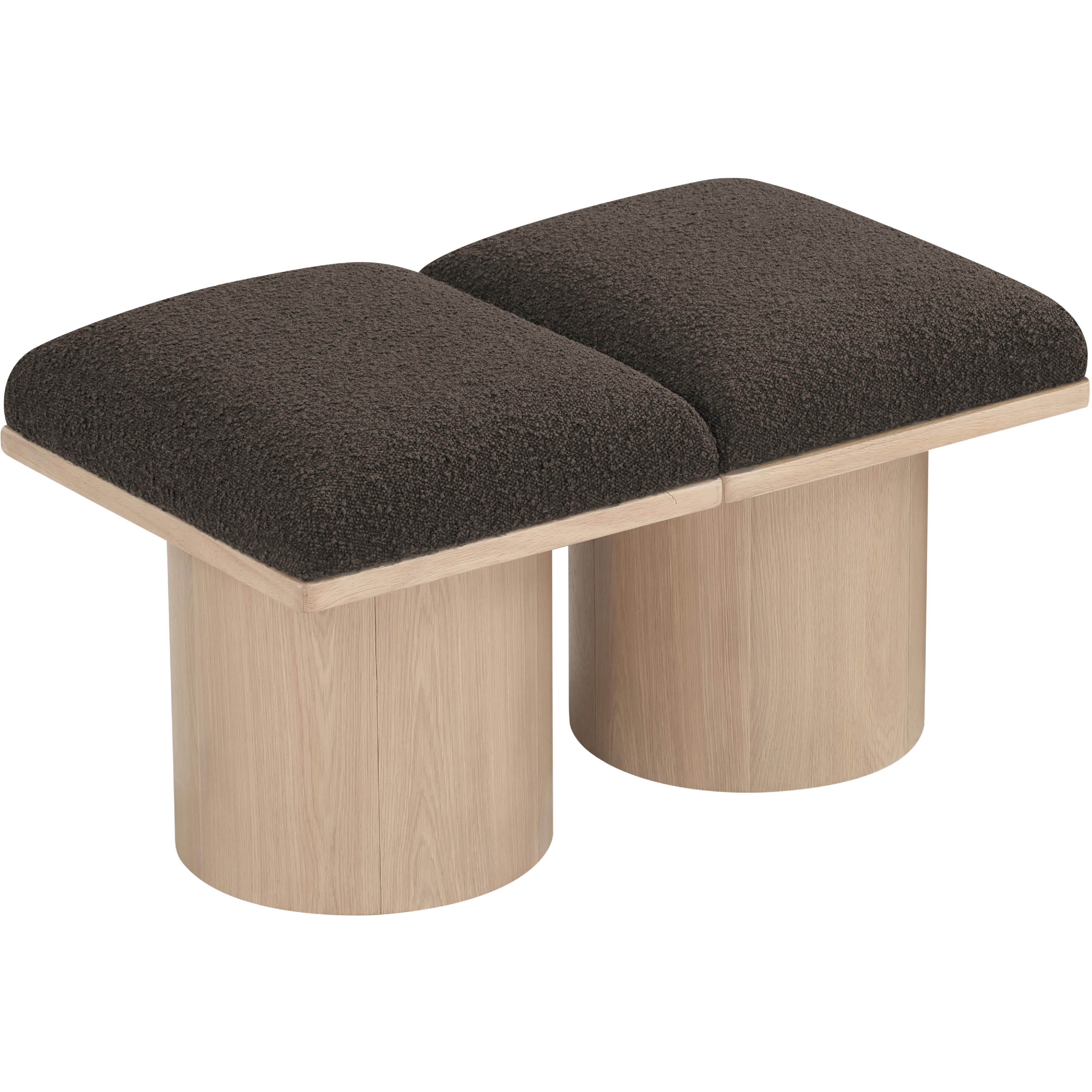 Meridian Pavilion Brown Boucle Fabric Bench