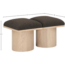 Meridian Pavilion Brown Boucle Fabric Bench