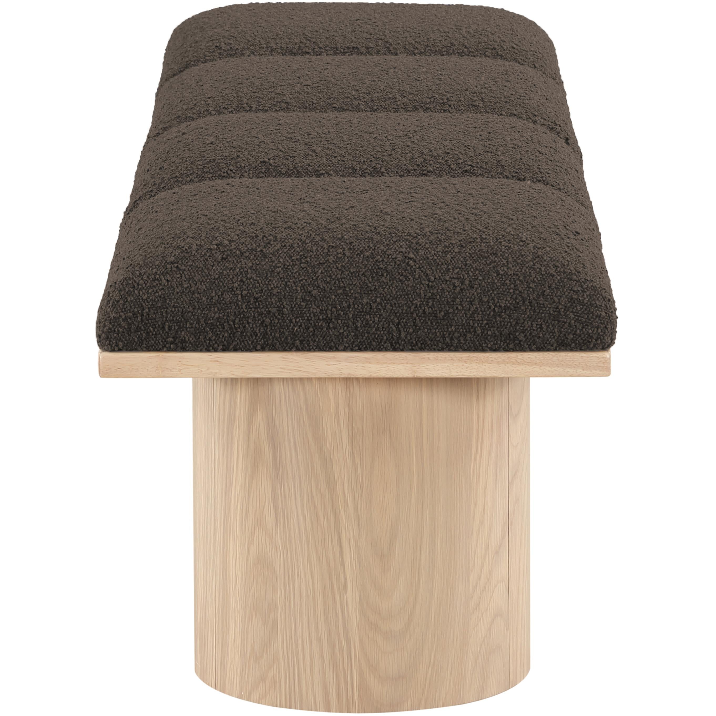 Meridian Pavilion Brown Boucle Fabric Bench