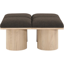 Meridian Pavilion Brown Boucle Fabric Bench