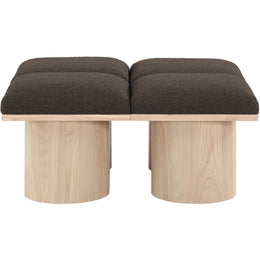 Meridian Pavilion Brown Boucle Fabric Bench