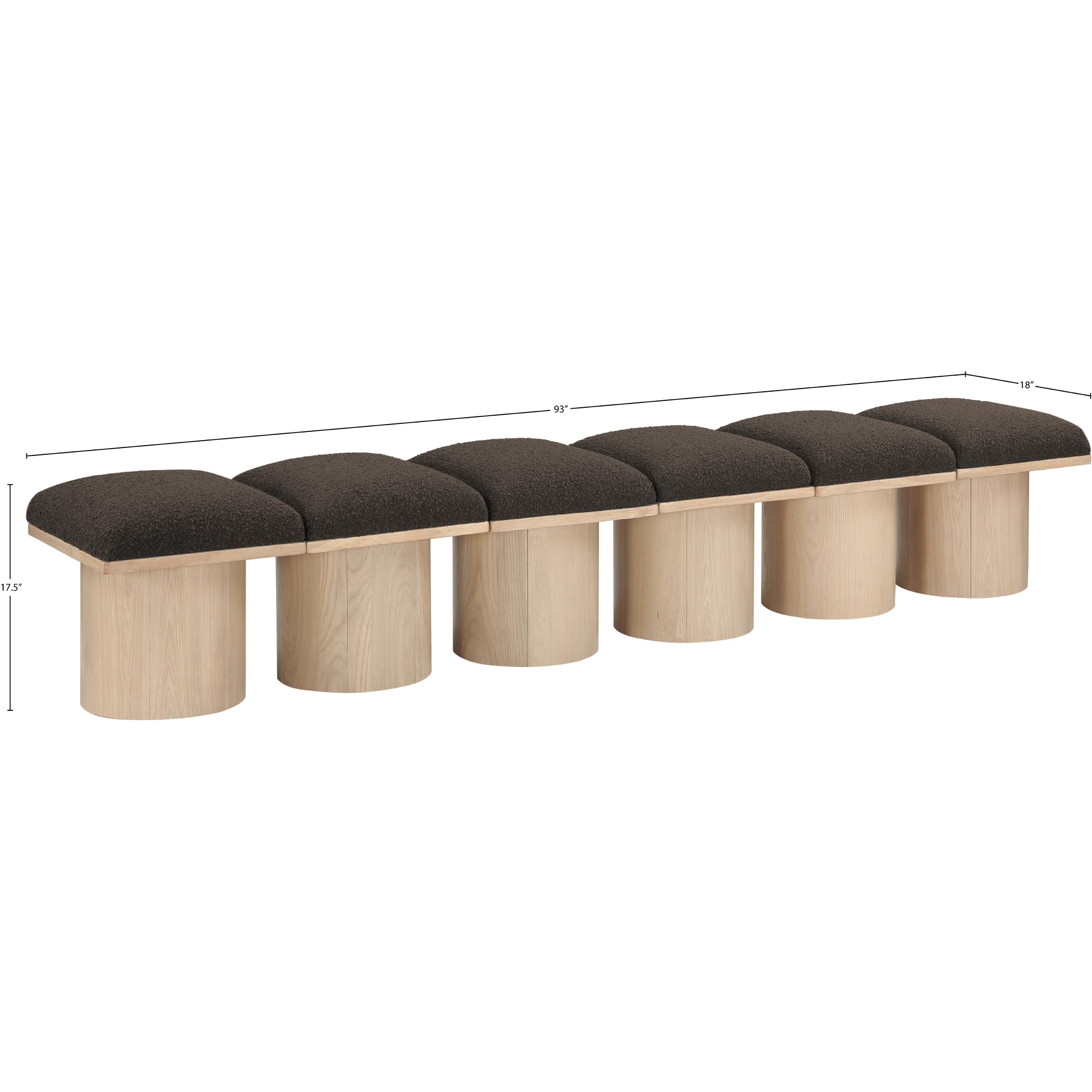 Meridian Pavilion Brown Boucle Fabric Bench