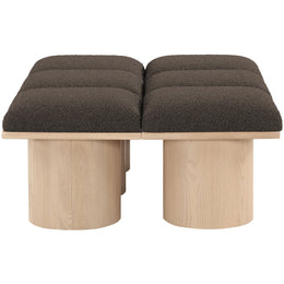 Meridian Pavilion Brown Boucle Fabric Bench