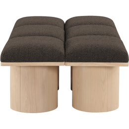Meridian Pavilion Brown Boucle Fabric Bench