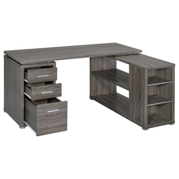 Yvette 60-inch 3-drawer L-Shape Computer Desk Cappuccino