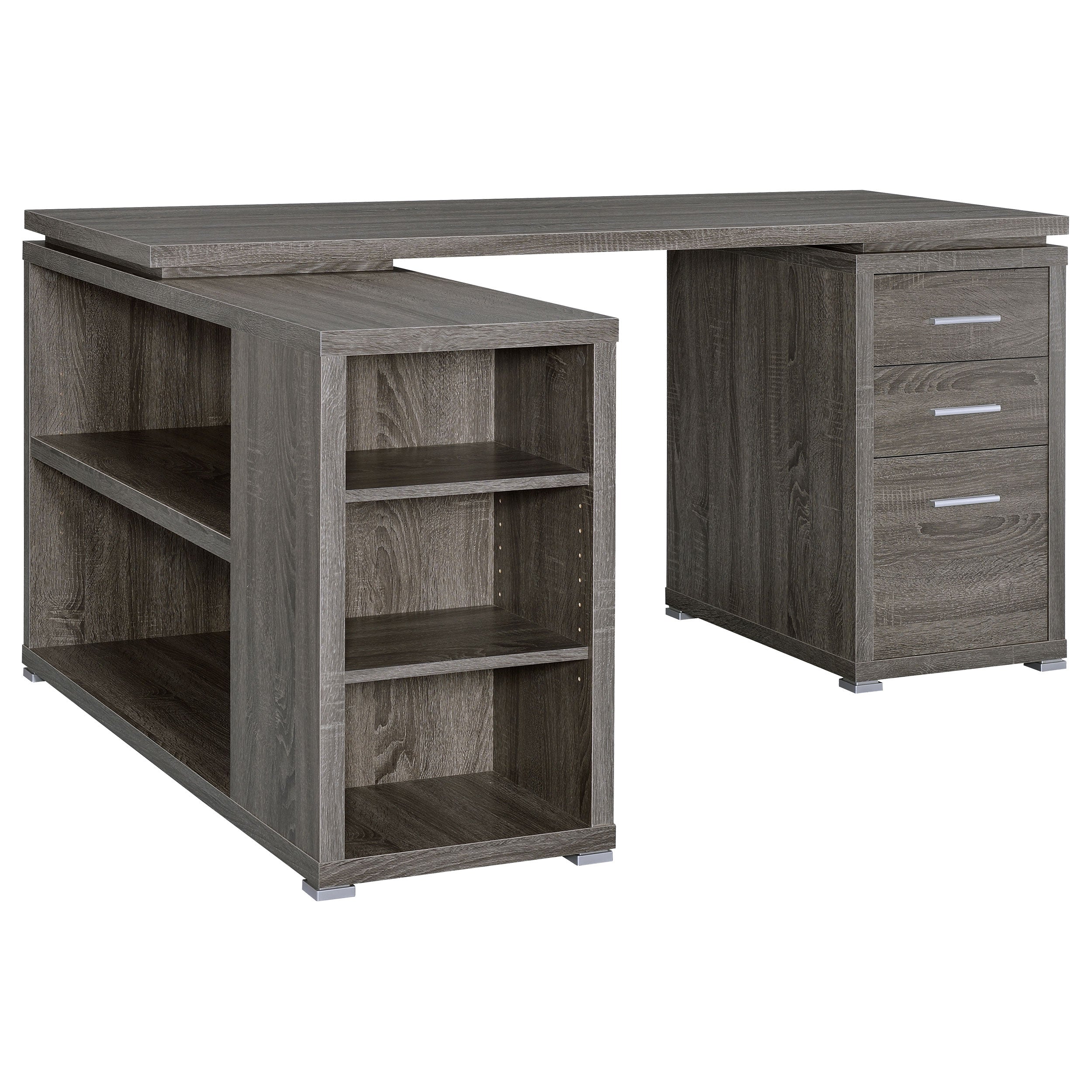 Yvette 60-inch 3-drawer L-Shape Computer Desk Cappuccino