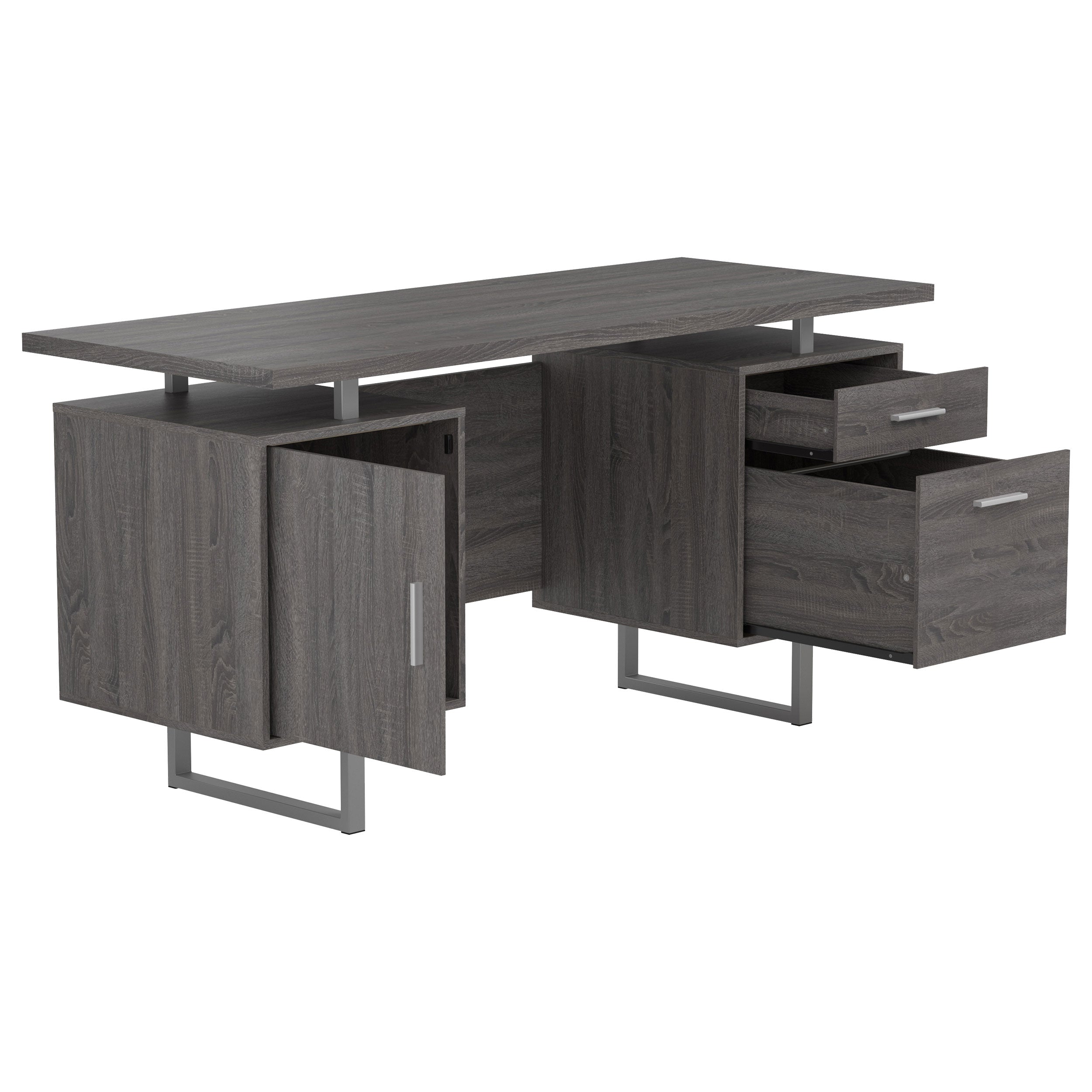 Lawtey 60-inch 2-drawer Computer Desk White High Gloss
