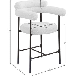 Meridian Blake Cream Boucle Fabric Counter Stool