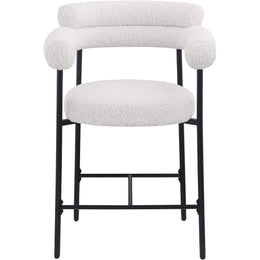 Meridian Blake Cream Boucle Fabric Counter Stool