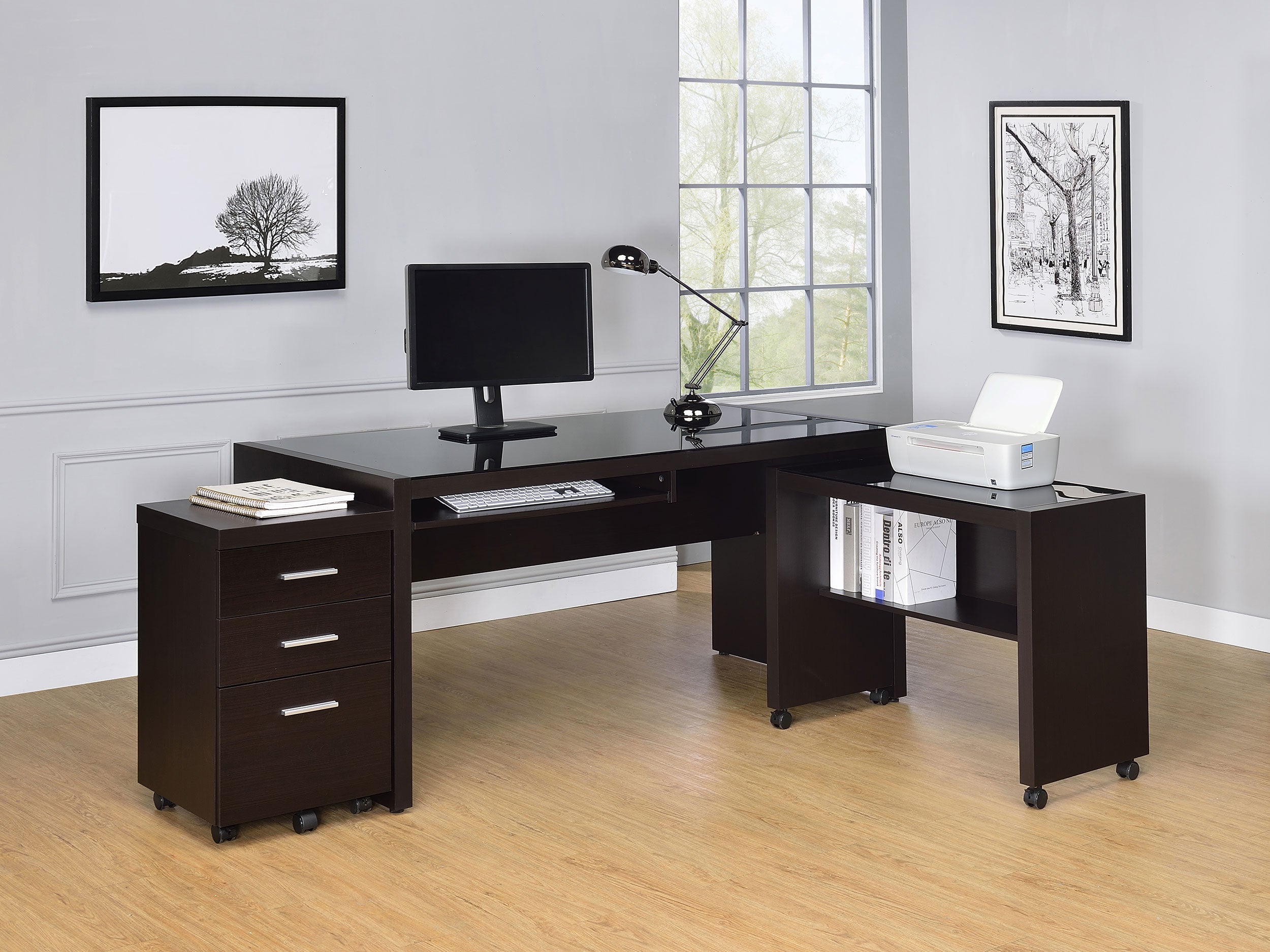 Skeena Home Office Computer Desk Set Cappuccino