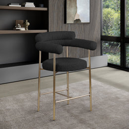 Meridian Blake Black Boucle Fabric Counter Stool