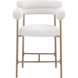 Meridian Blake Cream Boucle Fabric Counter Stool