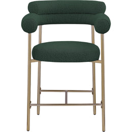 Meridian Blake Green Boucle Fabric Counter Stool