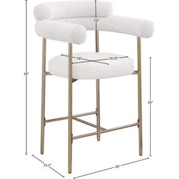 Meridian Blake Cream Boucle Fabric / Vegan Leather Counter Stool