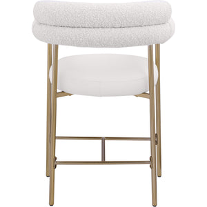 Meridian Blake Cream Boucle Fabric / Vegan Leather Counter Stool