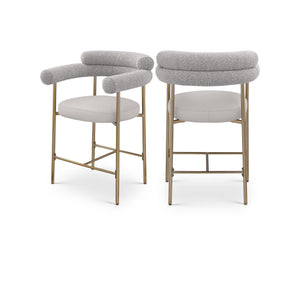 Meridian Blake Taupe Boucle Fabric / Vegan Leather Counter Stool